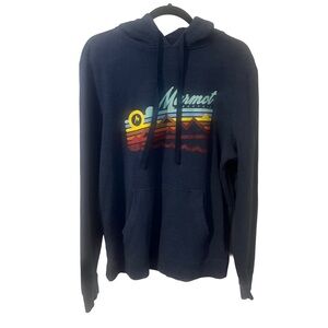 MARMONT Mountain Blue Mountain Graphic Men Hoodie Outdoor Hiking Size Medium